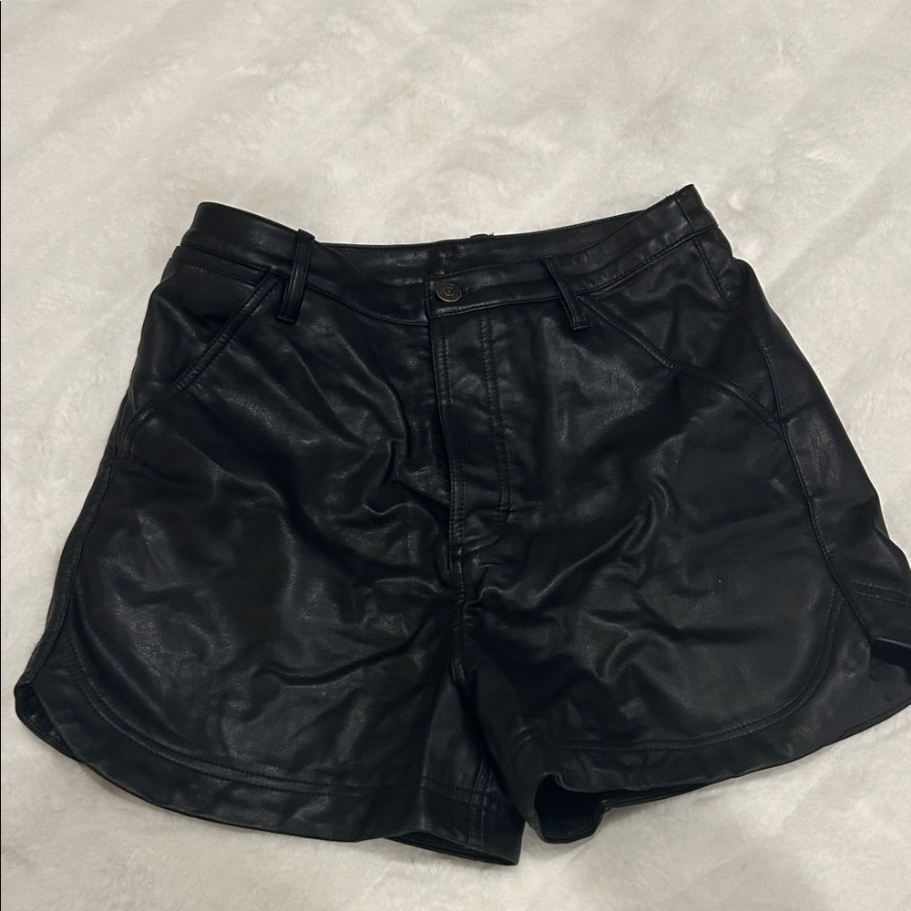 Free People Black High Waist Vegan Leather Shorts